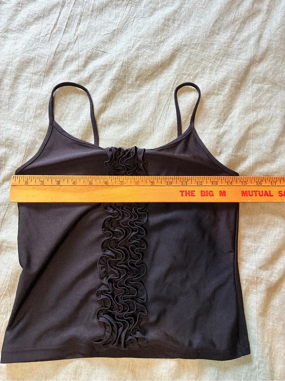 Y2K Ralph Ralph Lauren RRL Stretch Ruffle Cami Black Top S - Picture 4 of 7